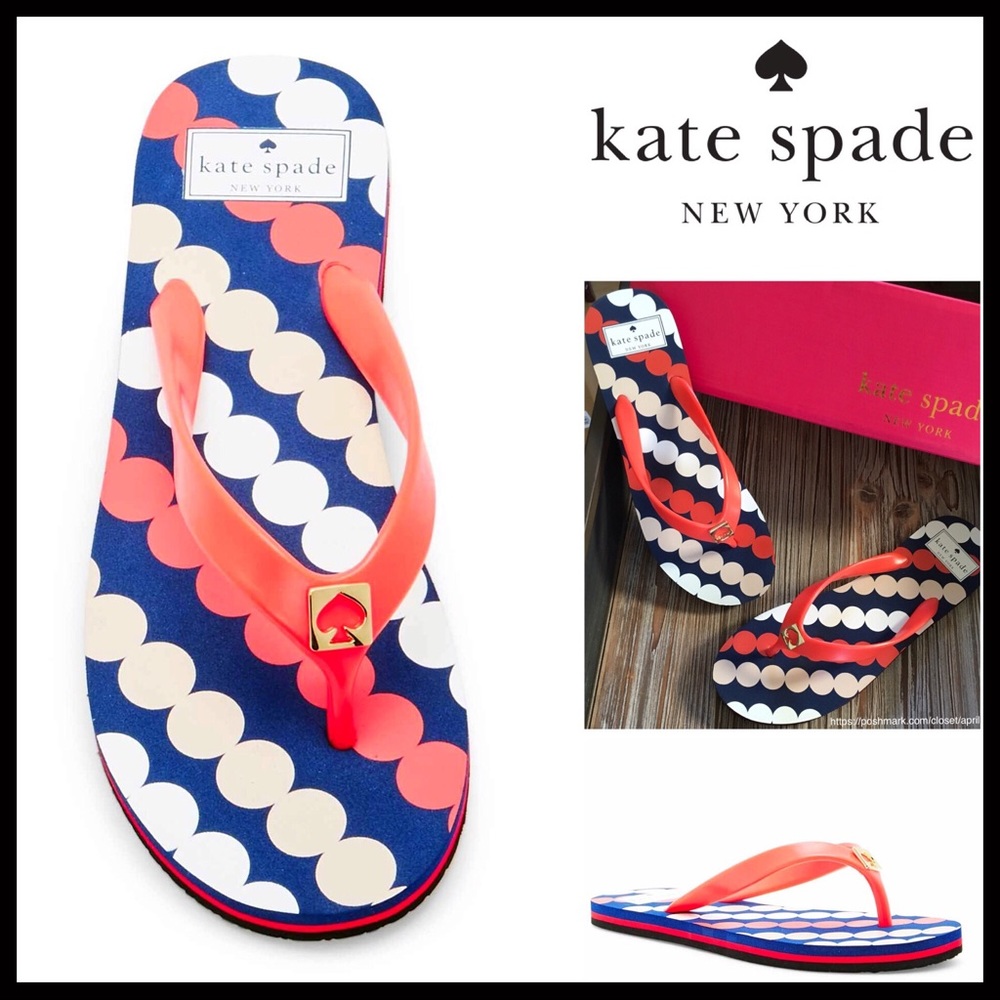 KATE SPADE SANDALS Signature Print Flip Flops - Picture 1 of 7